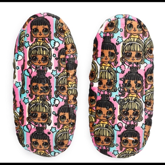 Girls lol surpise fuzzy Babbage slippers shoe size m/l 13-4 - Picture 2 of 4